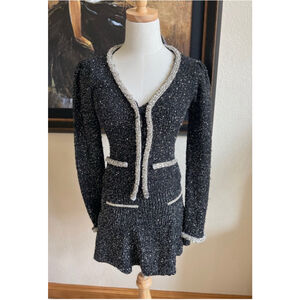 New Women's RETROFÊTE 2025 Sample Black Silver Sequin Blazer S